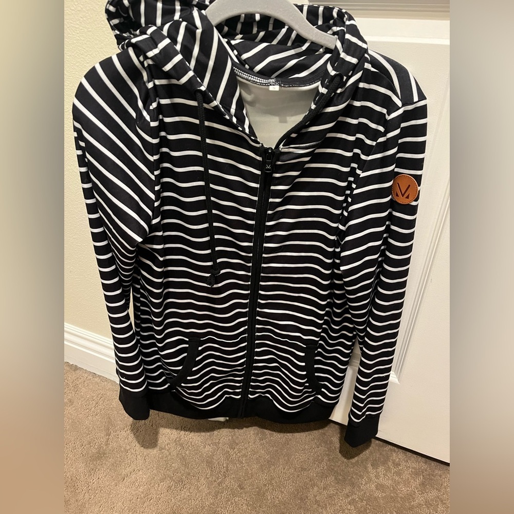 Michelle Mae Black and White Striped Jacket